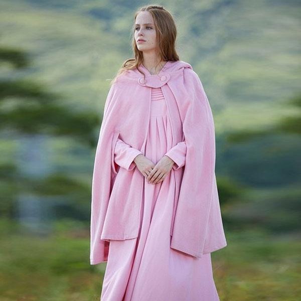 Damen Mantel mit Fledermausärmeln und Kapuze, Winter, einfarbig, Umhang, Cosplay, Umhang, Schal XL rosa von Joom DACH