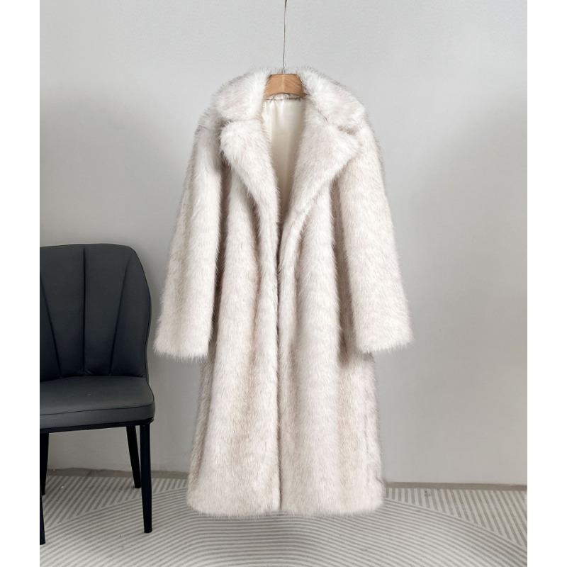 Damen Mantel mit extra langem Kunstpelz-Anzugkragen, Kunstpelzmantel aus Kunstpelz 2XL von Joom DACH