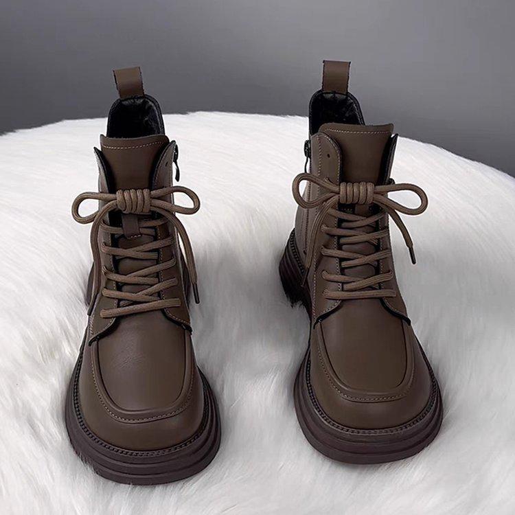 Damen Martin Boots aus weichem Leder mit Fleecefutter - 2024 Herbst/Winter Warm gefütterte Stiefeletten mit dicker Sohle, flachem Boden und vielseitigem verdicktem Baumwollfutter. 40 Damen Martin Boots aus weichem Leder mit Fleecefutter - 2024 Herbst/Winter Warm gefütterte Stiefeletten mit dicker Sohle, flachem Boden und vielseitigem verdicktem Baumwollfutter. 40 von Joom DACH