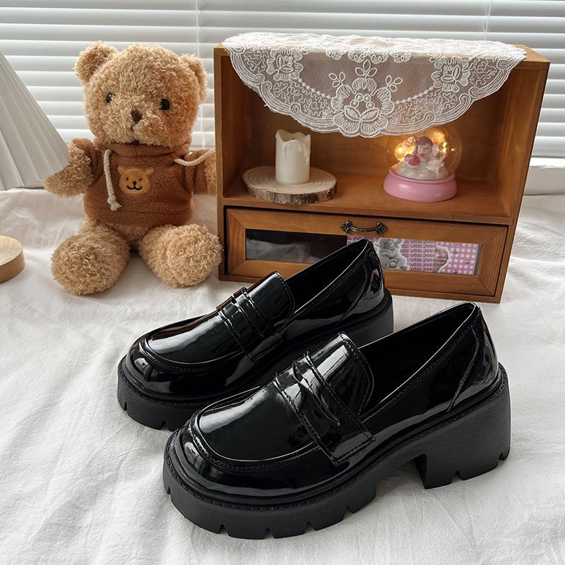 Damen Mary Jane Slipper Schuhe Frühling Herbst Punk Plateau Schuhe Slipper Mode PU Leder Schuhe Damen Ballerinas Schwarz 39 schwarz von Joom DACH