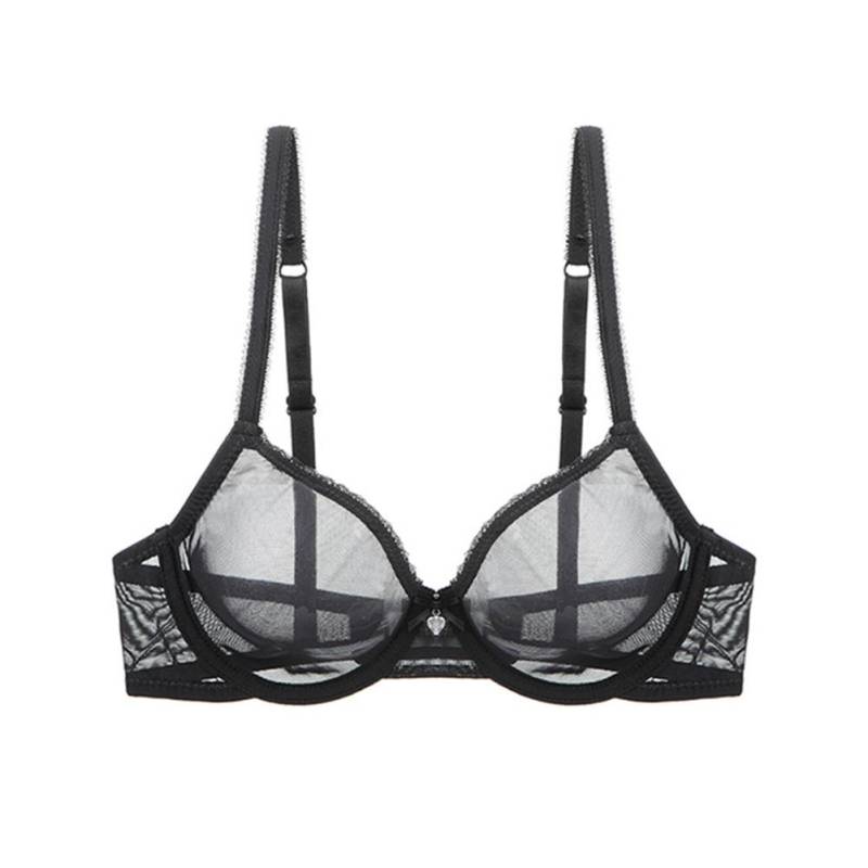Damen-Mesh-BH, durchsichtiger BH, Übergröße, Spitze, transparente BHs, Bügel, nicht gepolsterte Bralette 80C von Joom DACH
