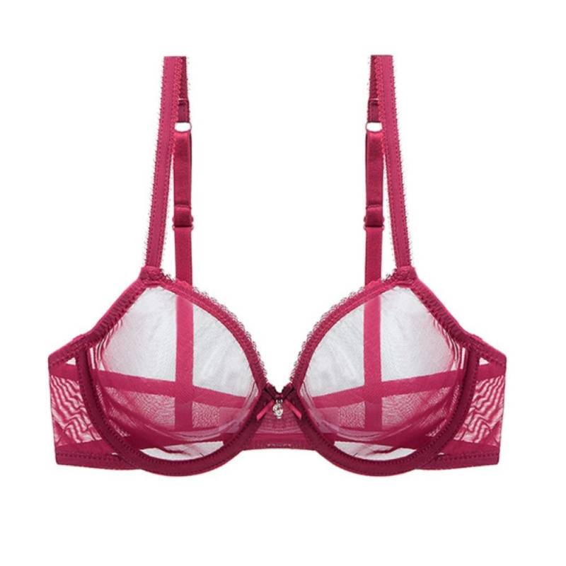Damen-Mesh-BH, durchsichtiger BH, Übergröße, Spitze, transparente BHs, Bügel, nicht gepolsterte Bralette 95D von Joom DACH