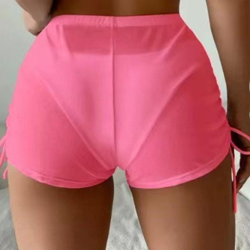 Damen Mesh Bikini Cover Transparent Sommer Kordelzug Strand Shorts Bademode S rosa von Joom DACH
