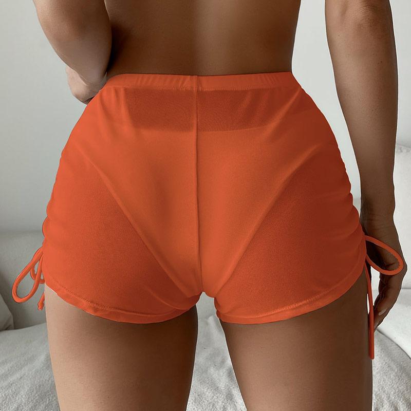 Damen Mesh Bikini Cover Transparent Sommer Kordelzug Strand Shorts Bademode XL orange von Joom DACH