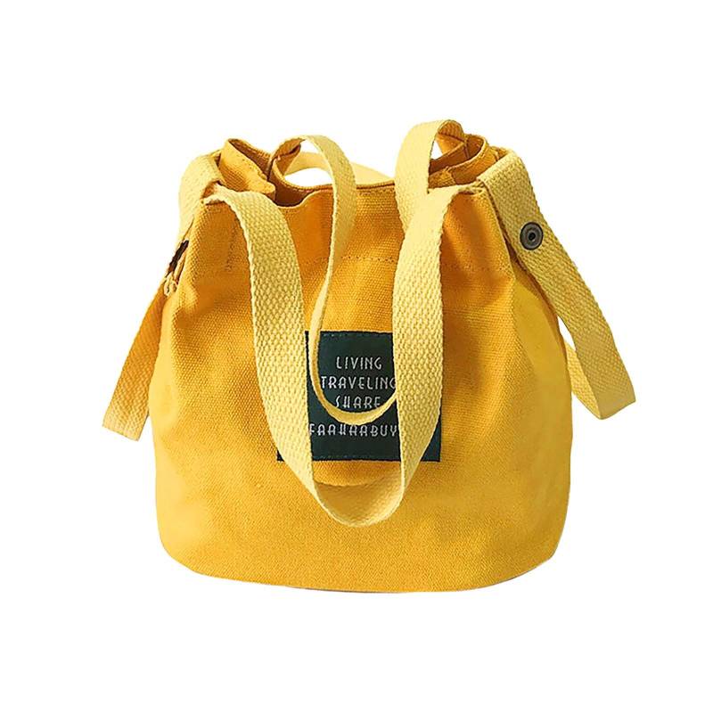 Damen Messenger Bag Mini Canvas Tasche Stofftasche Niedliche tragbare Eimertaschen gelb von Joom DACH