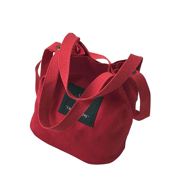 Damen Messenger Bag Mini Canvas Tasche Stofftasche Niedliche tragbare Eimertaschen rot von Joom DACH