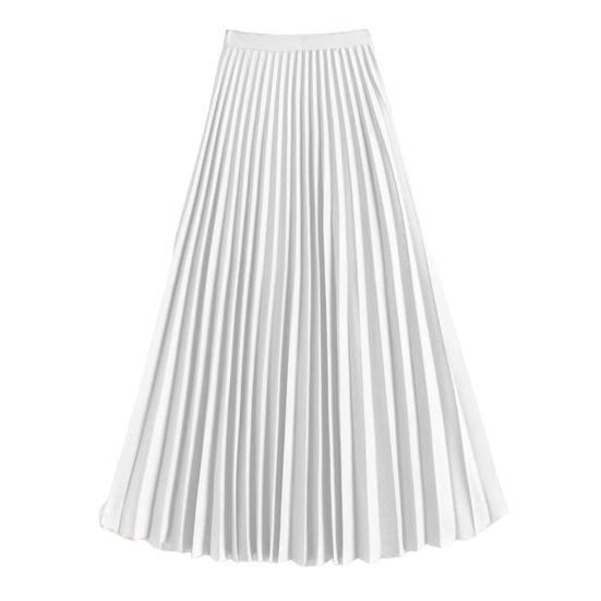 Damen Midirock, elastischer Faltenrock aus Satin mit hoher Taille, einfarbig, langer Rock XL weiß von Joom DACH