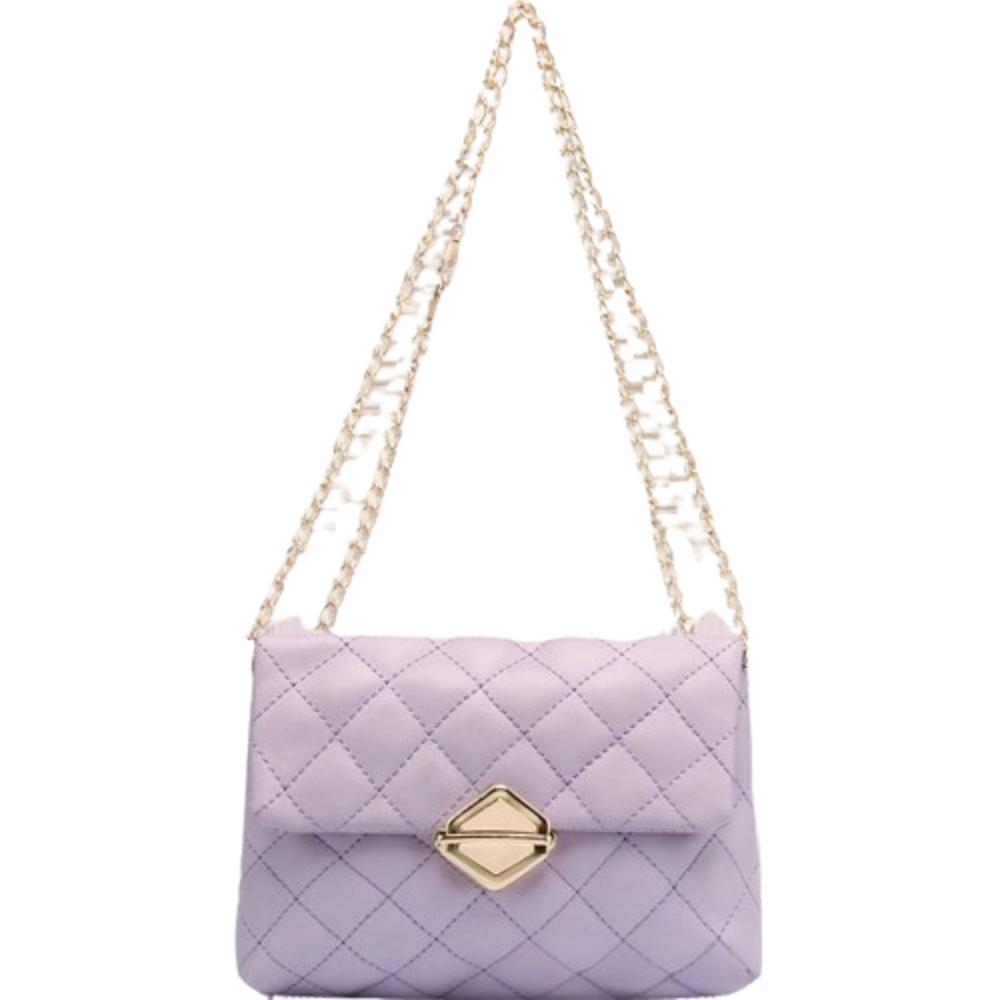 Damen Mini Handtasche Schulter Messenger Tote Kette Tasche Mädchen PVC Gelee Tasche Perle Skew Body Diamond Kleine quadratische Tasche 22x15x5cm violett von Joom DACH