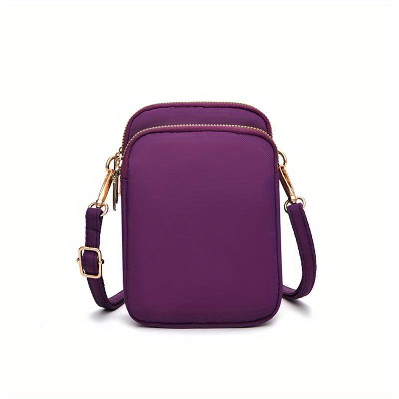 Damen Mini Tasche Crossbody Reißverschluss Schultertasche Handy Geldbörse Vertikale Multifunktionale Brieftasche Schwarz Walking Crossbody Taschen violett von Joom DACH