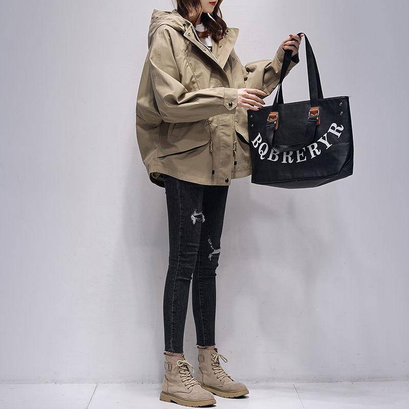 Damen Mittel und Lang Kapuzen-Tooling Frühling und Herbst Neue Mode Locker Beliebt Vielseitig Kurzer Mantel XL von Joom DACH