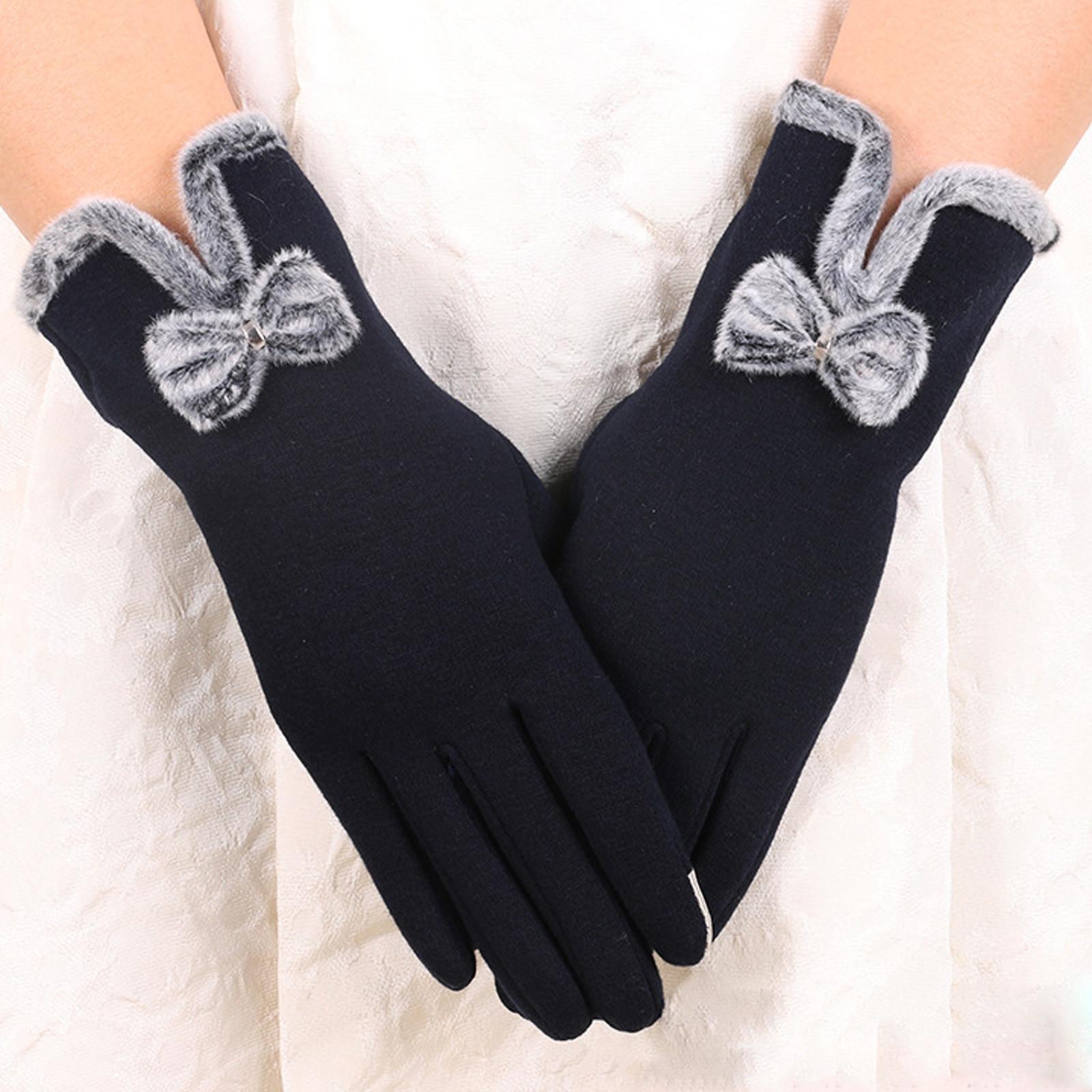 Damen Modische Winter warme All-Finger-Handschuhe Ski winddichte Handschuhe One Size schwarz von Joom DACH