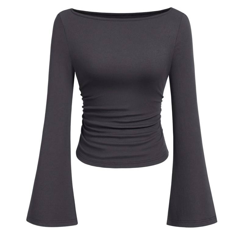 Damen Modisches Einfarbiges Langarmshirt mit ausgestellten Ärmeln S von Joom DACH