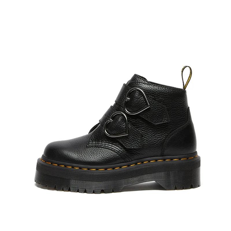 Damen Muffin-Stiefeletten mit dicker Unterseite und herzförmiger Schnalle, Stiefel mit Doppelschnalle, Arbeitskleidung, kurze Stiefel, Botines Mujer 38 schwarz von Joom DACH