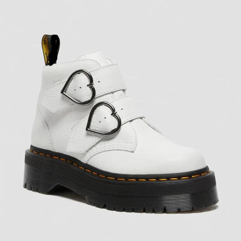 Damen Muffin-Stiefeletten mit dicker Unterseite und herzförmiger Schnalle, Stiefel mit Doppelschnalle, Arbeitskleidung, kurze Stiefel, Botines Mujer 40 weiß von Joom DACH
