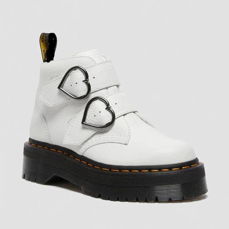 Damen Muffin-Stiefeletten mit dicker Unterseite und herzförmiger Schnalle, Stiefel mit Doppelschnalle, Arbeitskleidung, kurze Stiefel, Botines Mujer 40 weiß von Joom DACH