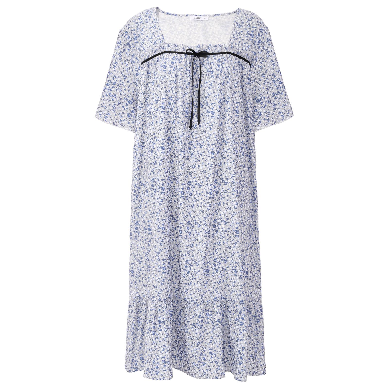 Damen-Nachthemd, lockeres Plus-Size-Nachthemd, quadratisches Hauskleid, kurzärmlig, Schlafkleid, weich, lange Nachtwäsche, Nachthemden für Zuhause, Pyjama-Kleid, XL-5XL 2XL von Joom DACH