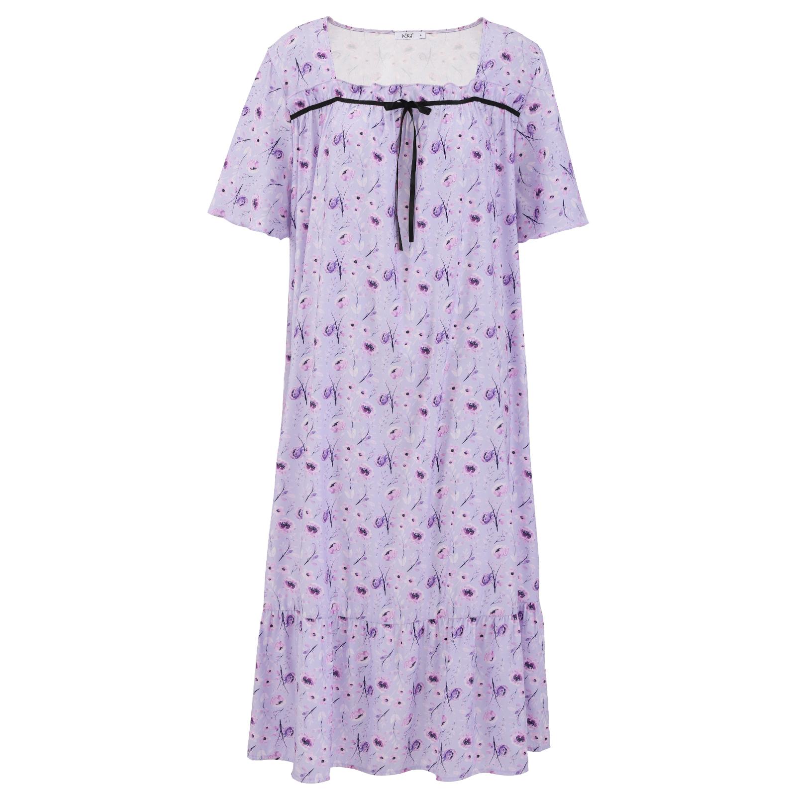 Damen-Nachthemd, lockeres Plus-Size-Nachthemd, quadratisches Hauskleid, kurzärmlig, Schlafkleid, weich, lange Nachtwäsche, Nachthemden für Zuhause, Pyjama-Kleid, XL-5XL 4XL von Joom DACH