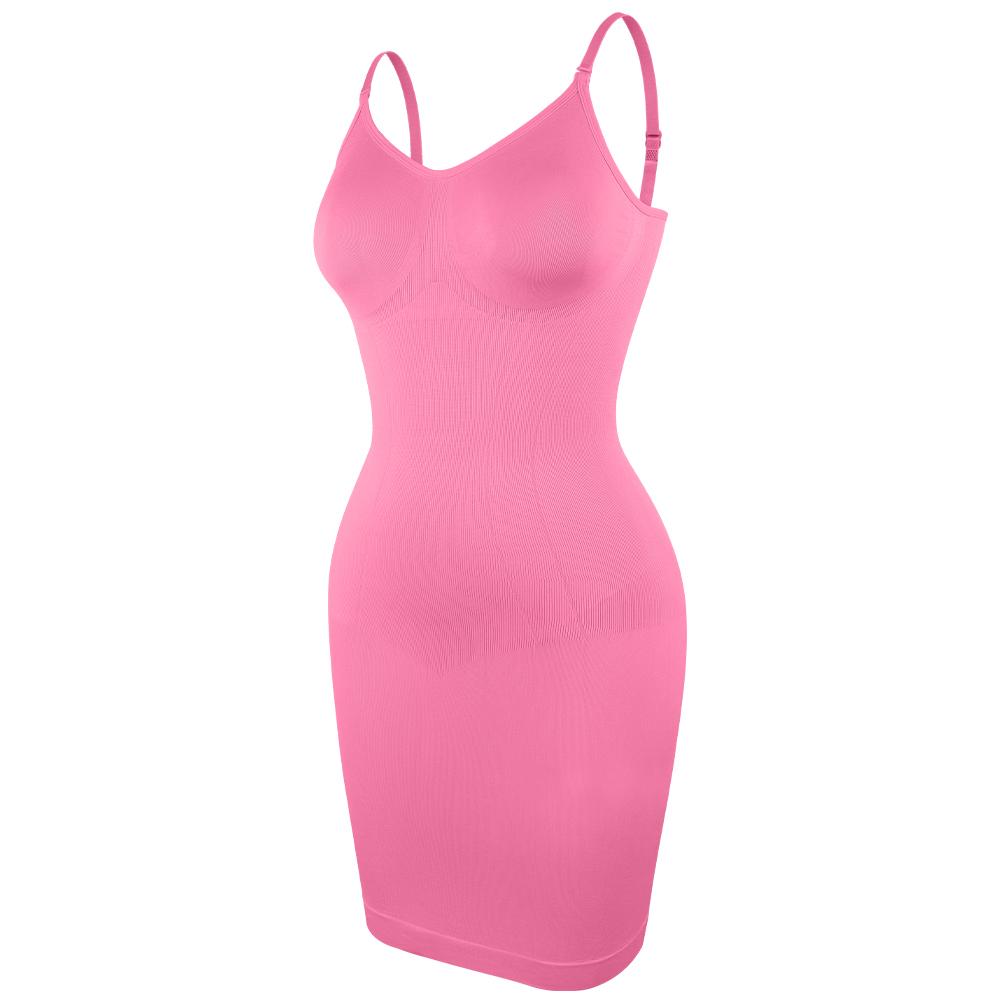 Damen Nahtlose Shapewear mit Bauchkontrolle, durchgehender Unterrock, Camisole-Mini, Unterkleid, Po-Lifter, glatte Body-Shaper-Träger, Dessous XXXL rosa von Joom DACH