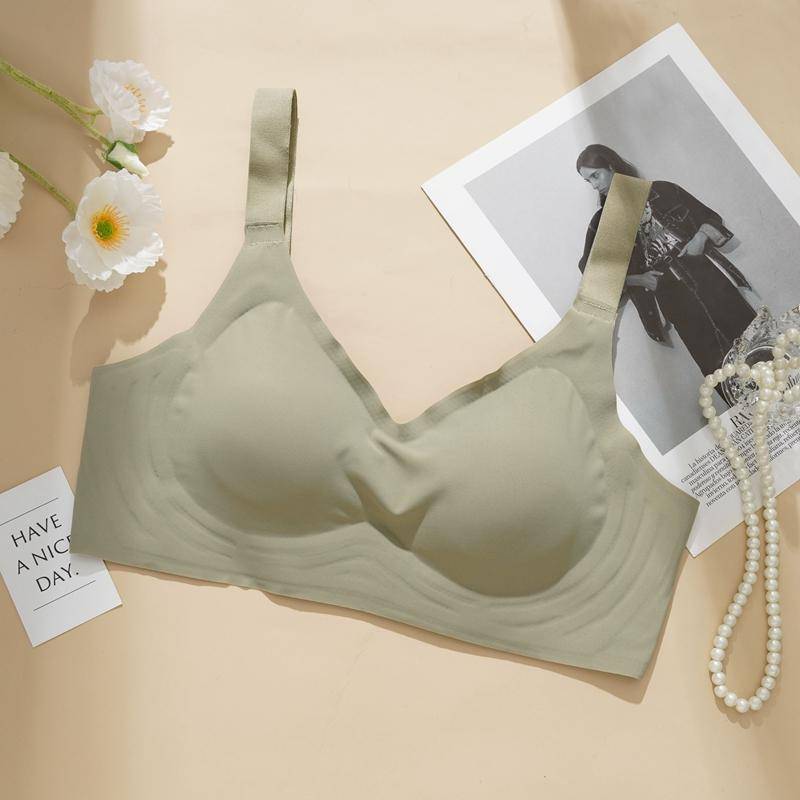 Damen Nahtloser BH aus Eisseide mit weicher Stütze und Push-Up-Unterwäsche, kabellos, Bralette 2XL grün von Joom DACH