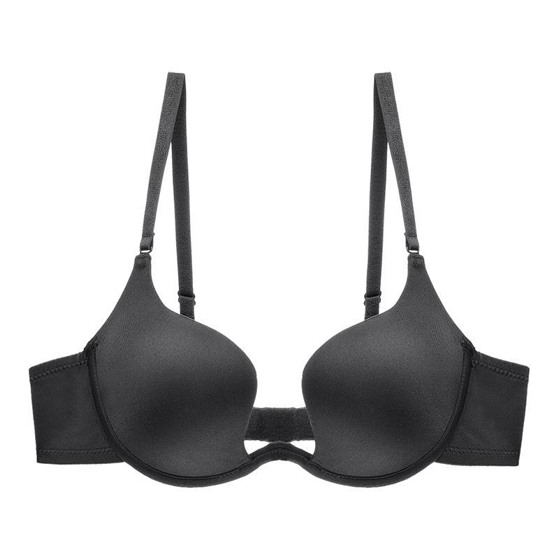 Damen Nahtloser BH mit tiefem V-Ausschnitt, verstellbarer Riemen, Push-Up-BH, unsichtbar, tief ausgeschnitten, Dessous 32/70AB schwarz von Joom DACH