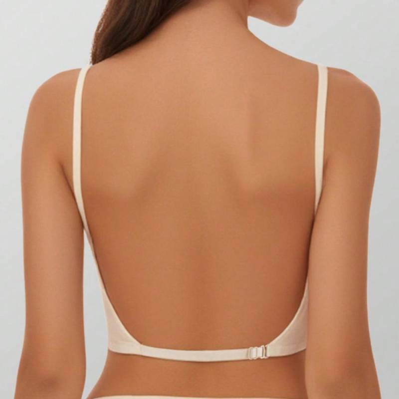 Damen Nahtloser Großer Rückenfreier BH U-förmig Schöner Rücken Unterwäsche Kleine Brust Push-up BH mit Brustpolstern L beige von Joom DACH
