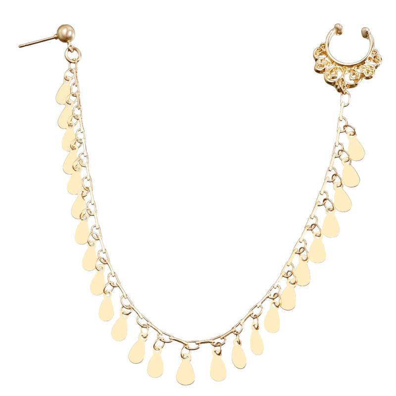 Damen Nasen-zu-Ohr-Kette mit Quaste Nicht-Piercing Metall Glänzend Nicht Allergen Nasenring ZW439 Uniform Size von Joom DACH