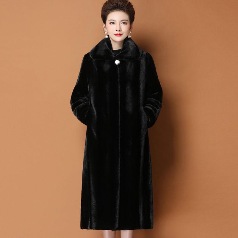 Damen Nerz Samt Lange Jacke Für Ältere Ganzer Nerz Samt Mode Nerzmantel für Mütter XXXL von Joom DACH