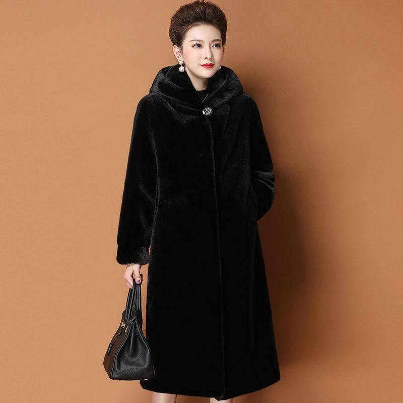 Damen Nerz Samt Lange Jacke Für Ältere Ganzer Nerz Samt Mode Nerzmantel für Mütter XXXL von Joom DACH