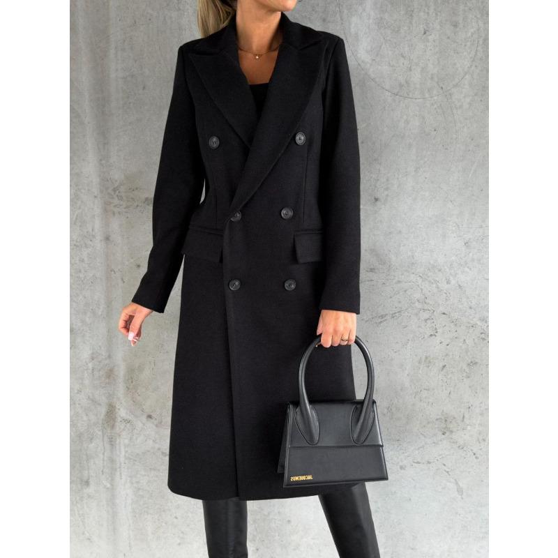 Damen Neuer Mantel Langärmliger Zweireihiger Wollmantel 2XL von Joom DACH