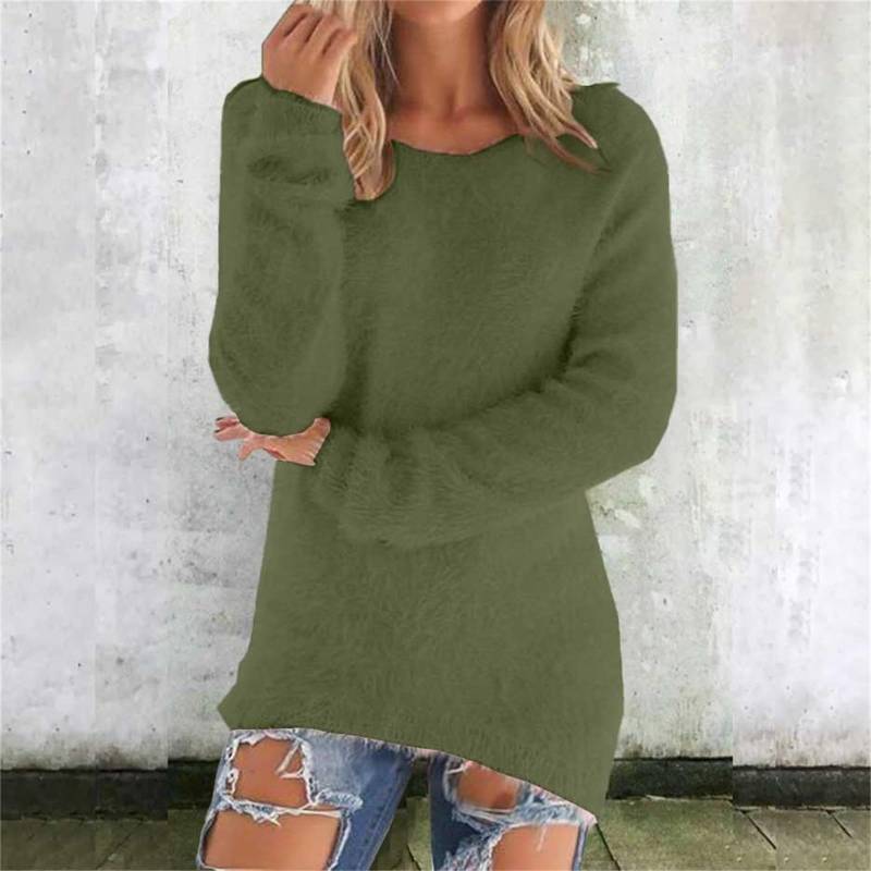 Damen Niedliche Pullover Lässiger Rundhals Fleece Pullover Langarm Thermisch Weich Flauschig Pullover Winterkleidung XL von Joom DACH