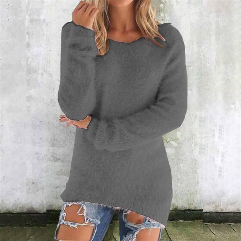 Damen Niedliche Pullover Lässiger Rundhals Fleece Pullover Langarm Thermisch Weich Flauschig Pullover Winterkleidung XXL von Joom DACH