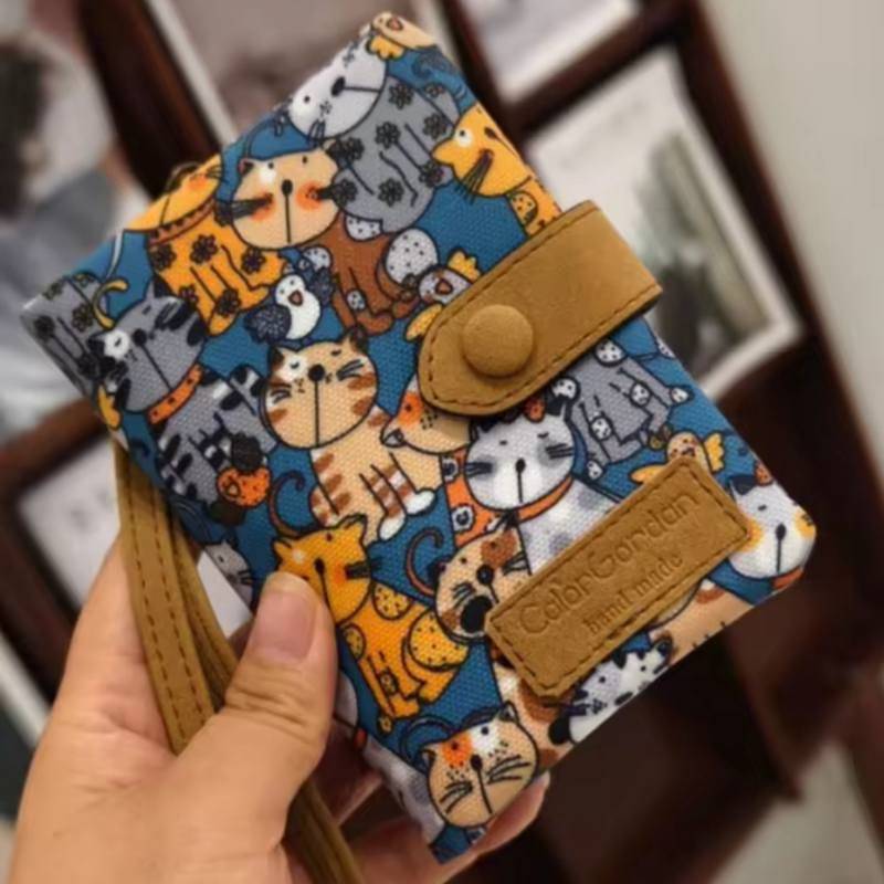 Damen Niedliche Reißverschluss-Klammer Kurze Geldbörse PU-Leder-Kapazität Münzfach Geldscheinbeutel Mattdruck Ausweishalter Mädchen Niedliche Clutch von Joom DACH