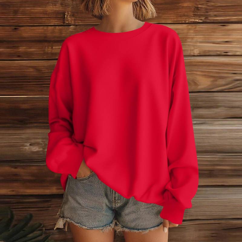 Damen Oberteile Damen Langarm Sweatshirt Lässig Rundhals Locker Geschnitten Pullover Fleece Oberteile L rot Damen Oberteile Damen Langarm Sweatshirt Lässig Rundhals Locker Geschnitten Pullover Fleece Oberteile L rot von Joom DACH