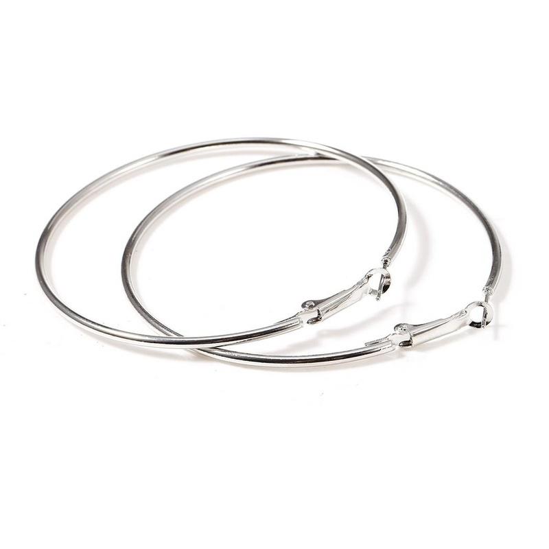 Damen-Ohrringe aus Metall, großer Kreis, glatt, großer runder Ring 10cm silber von Joom DACH