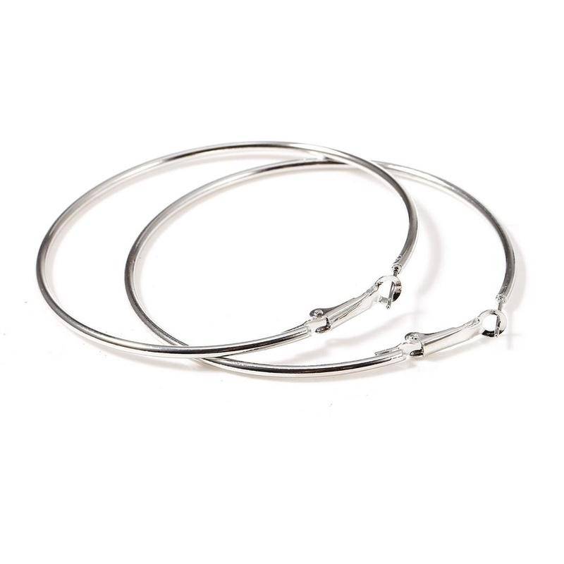 Damen-Ohrringe aus Metall, großer Kreis, glatt, großer runder Ring 10cm silber von Joom DACH