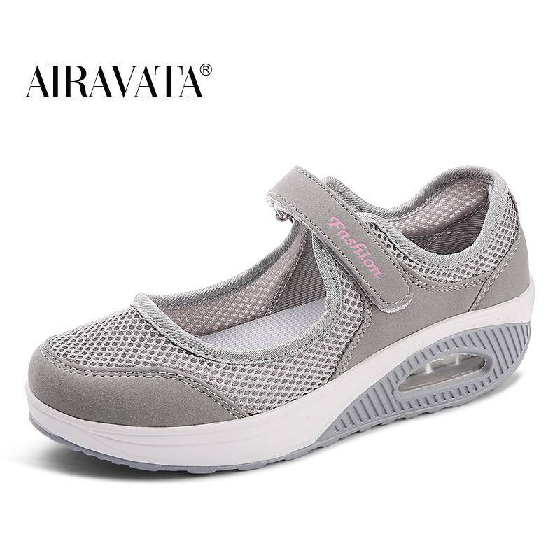 Damen-Outdoor-Sportschuhe, gepolstert, rutschfestes Mesh, atmungsaktiv, Damen-Sportschuhe, Größe 35–42 38 grau von Joom DACH