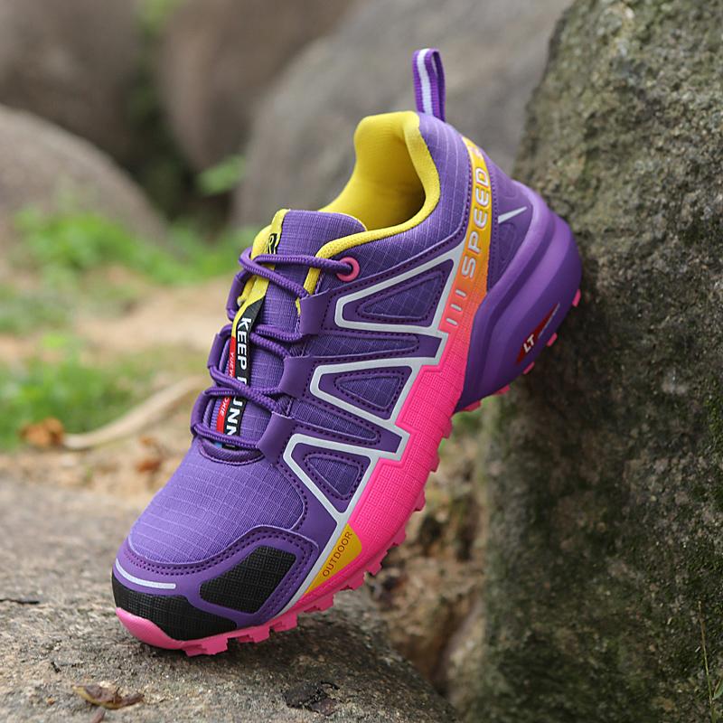 Damen-Outdoor-Wanderschuhe, leichte, verschleißfeste Damen-Bergsteiger-Wanderschuhe, wasserdichte große Leder-Sportschuhe 39 violett von Joom DACH