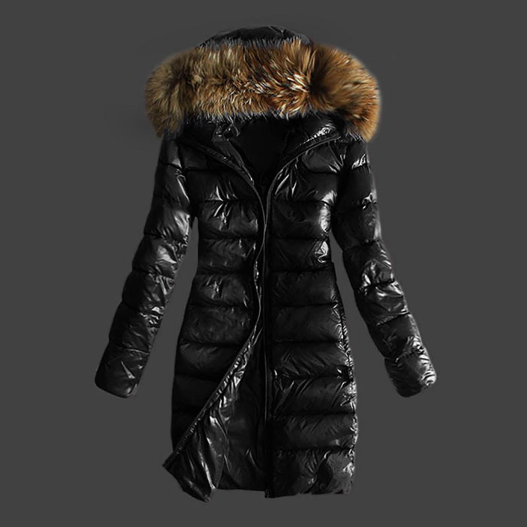 Damen-Outwear, gesteppt, für den Winter, warme Mäntel, Kragen, Kapuzenjacke, Tops XXL schwarz von Joom DACH