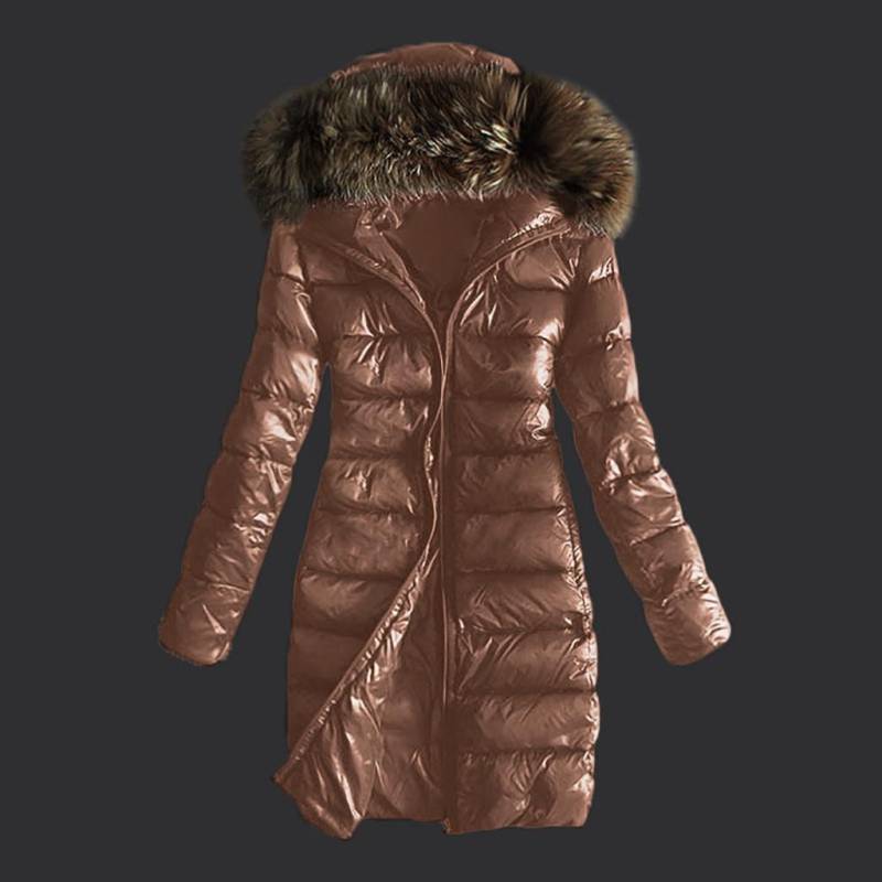 Damen-Outwear, gesteppt, für den Winter, warme Mäntel, Kragen, Kapuzenjacke, Tops XXXL braun von Joom DACH