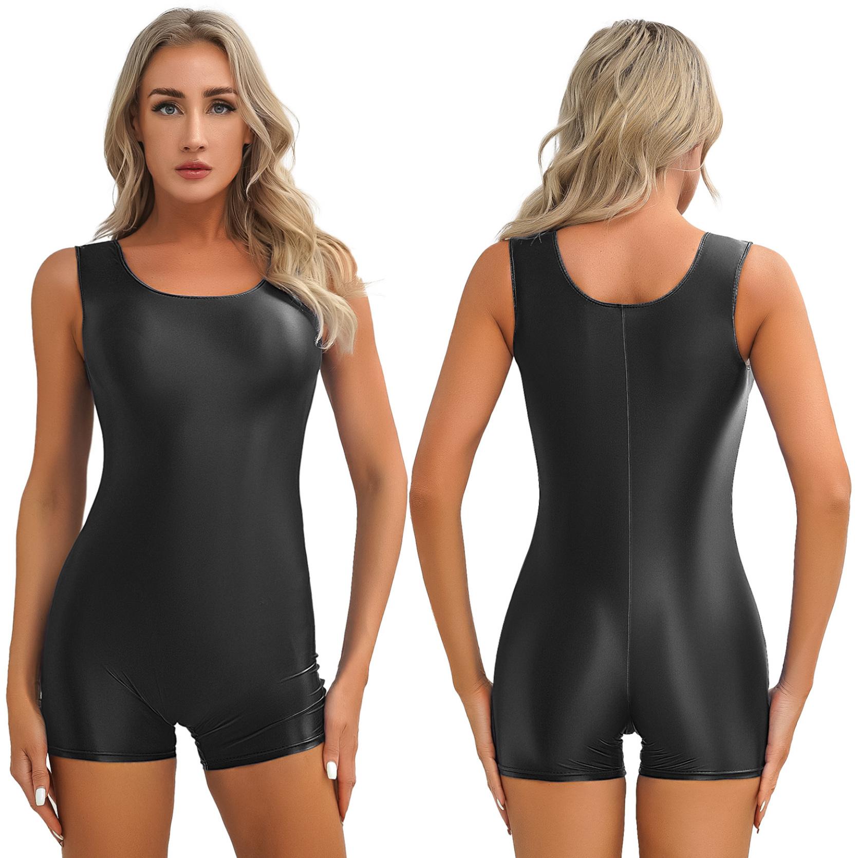 Damen-Overall, glänzend, ärmellos, kurz, einfarbig, dehnbar, U-Ausschnitt, Body für Yoga, Tanz, Bodybuilding, Badeanzug, Schwimmen XL schwarz Damen-Overall, glänzend, ärmellos, kurz, einfarbig, dehnbar, U-Ausschnitt, Body für Yoga, Tanz, Bodybuilding, Badeanzug, Schwimmen XL schwarz von Joom DACH