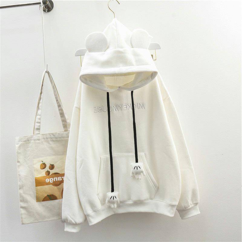 Damen Oversized Bärenohren Pullover - Herbst/Winter Lazy Style, mit Samt, Besticktes Nischen-Hongkong-Design M von Joom DACH