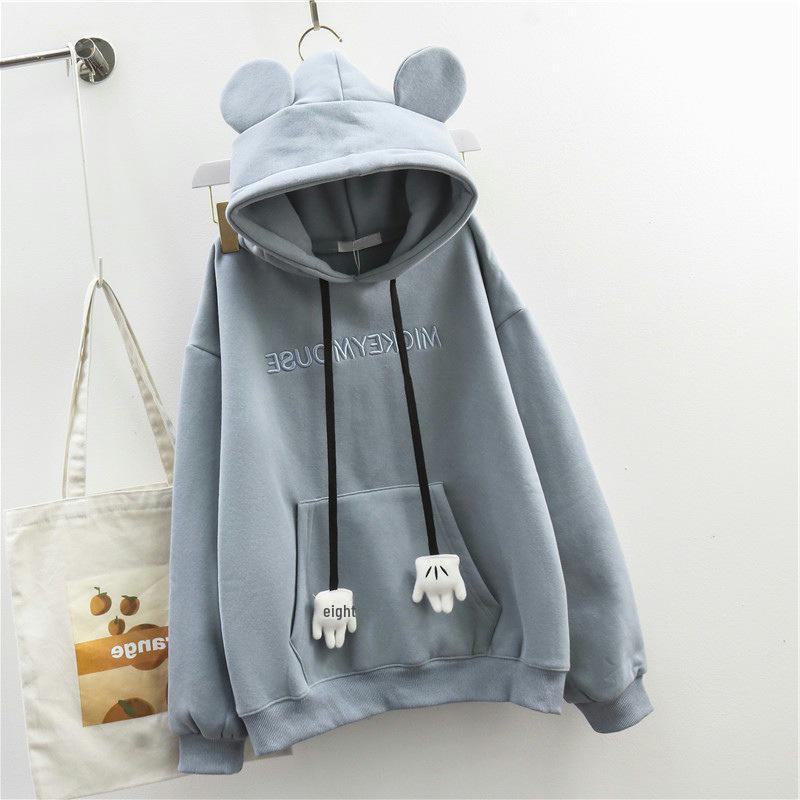 Damen Oversized Bärenohren Pullover - Herbst/Winter Lazy Style, mit Samt, Besticktes Nischen-Hongkong-Design M von Joom DACH