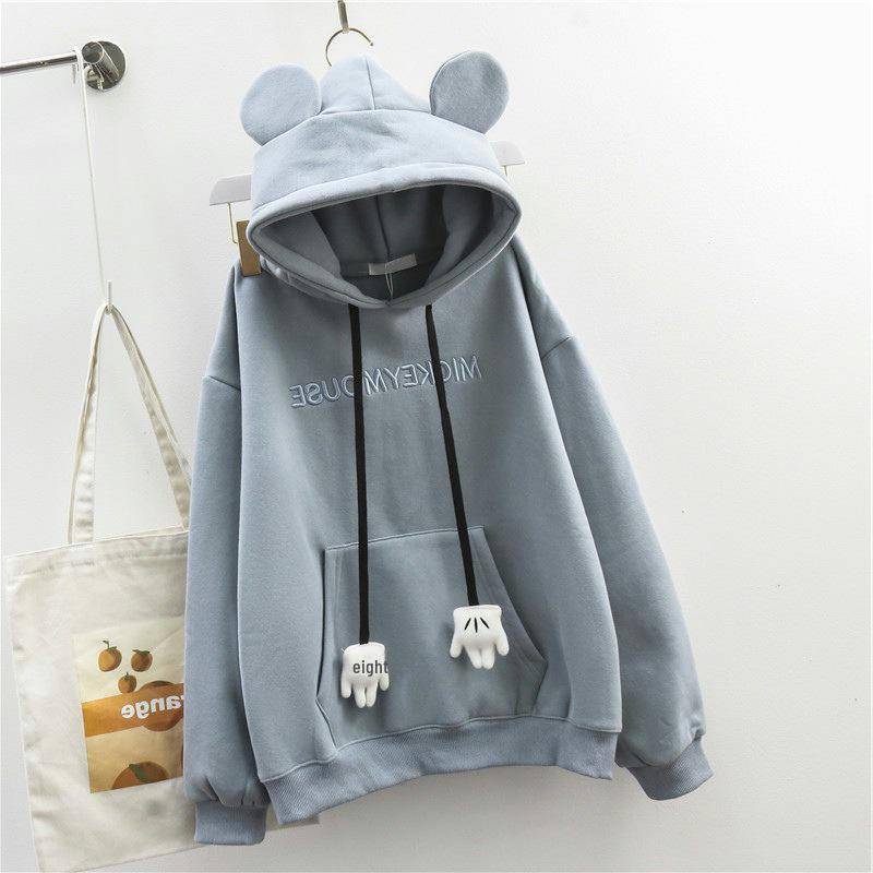 Damen Oversized Bärenohren Pullover - Herbst/Winter Lazy Style, mit Samt, Besticktes Nischen-Hongkong-Design XL von Joom DACH