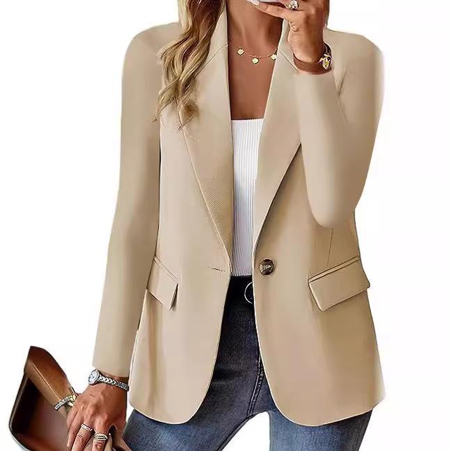 Damen Oversized Blazer Jacke mit Revers und Knopfverschluss - Erhältlich in mehreren Farben 3XL apricot von Joom DACH