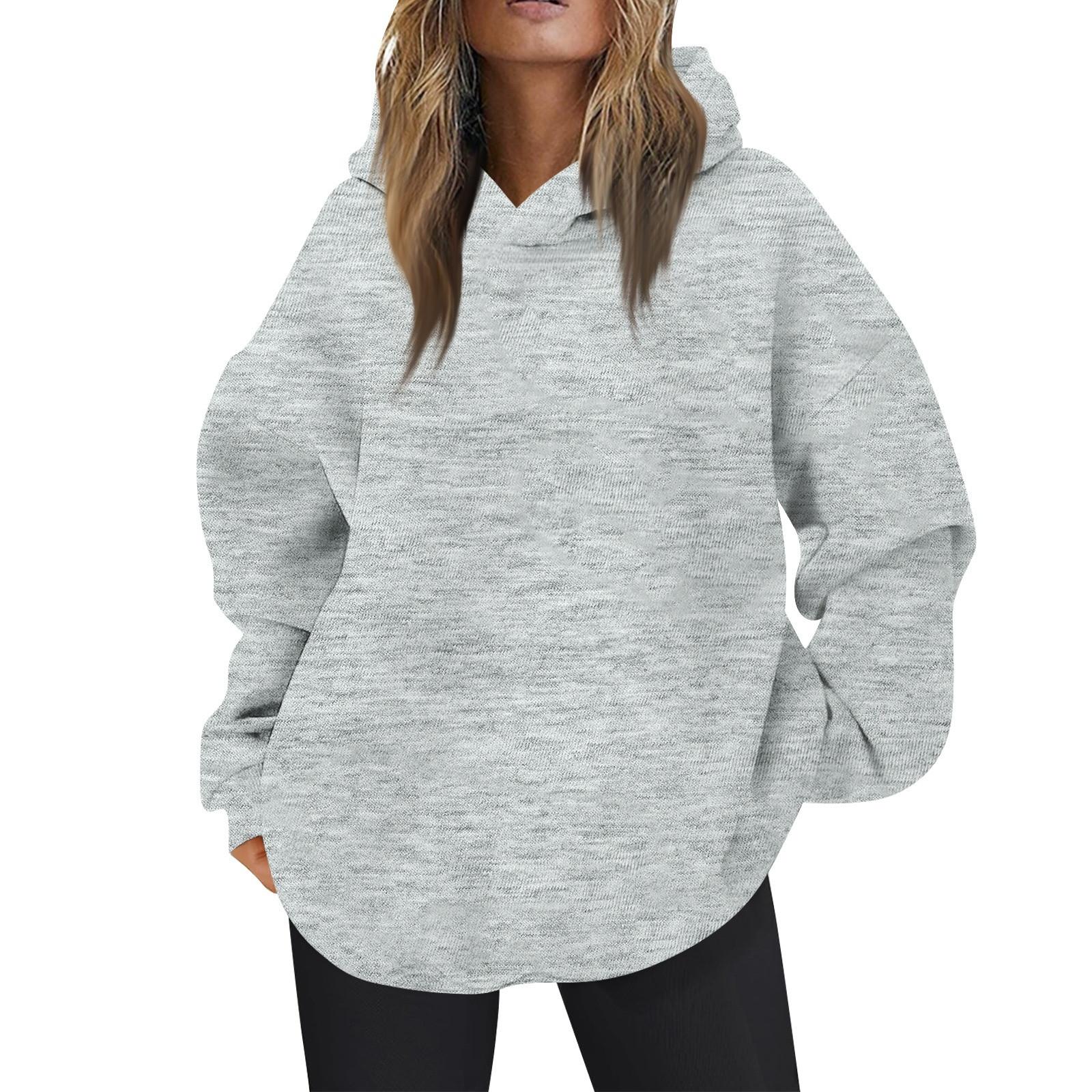 Damen Oversized Kapuzenpullover Lässige Bequeme Oberteile Herbstmode Outfits Niedliche Kleidung mit Taschen S von Joom DACH