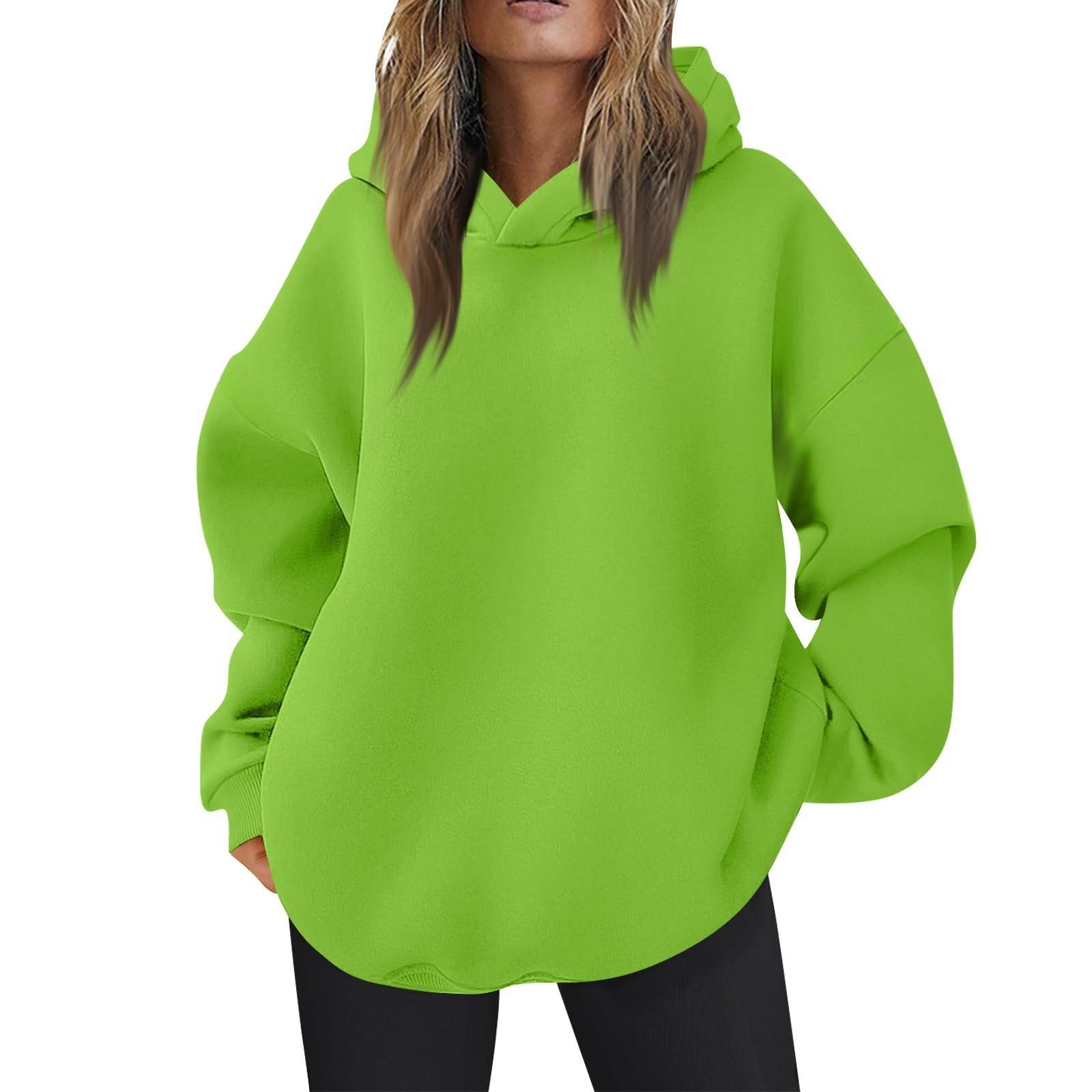 Damen Oversized Kapuzenpullover Lässige Bequeme Oberteile Herbstmode Outfits Niedliche Kleidung mit Taschen XL von Joom DACH