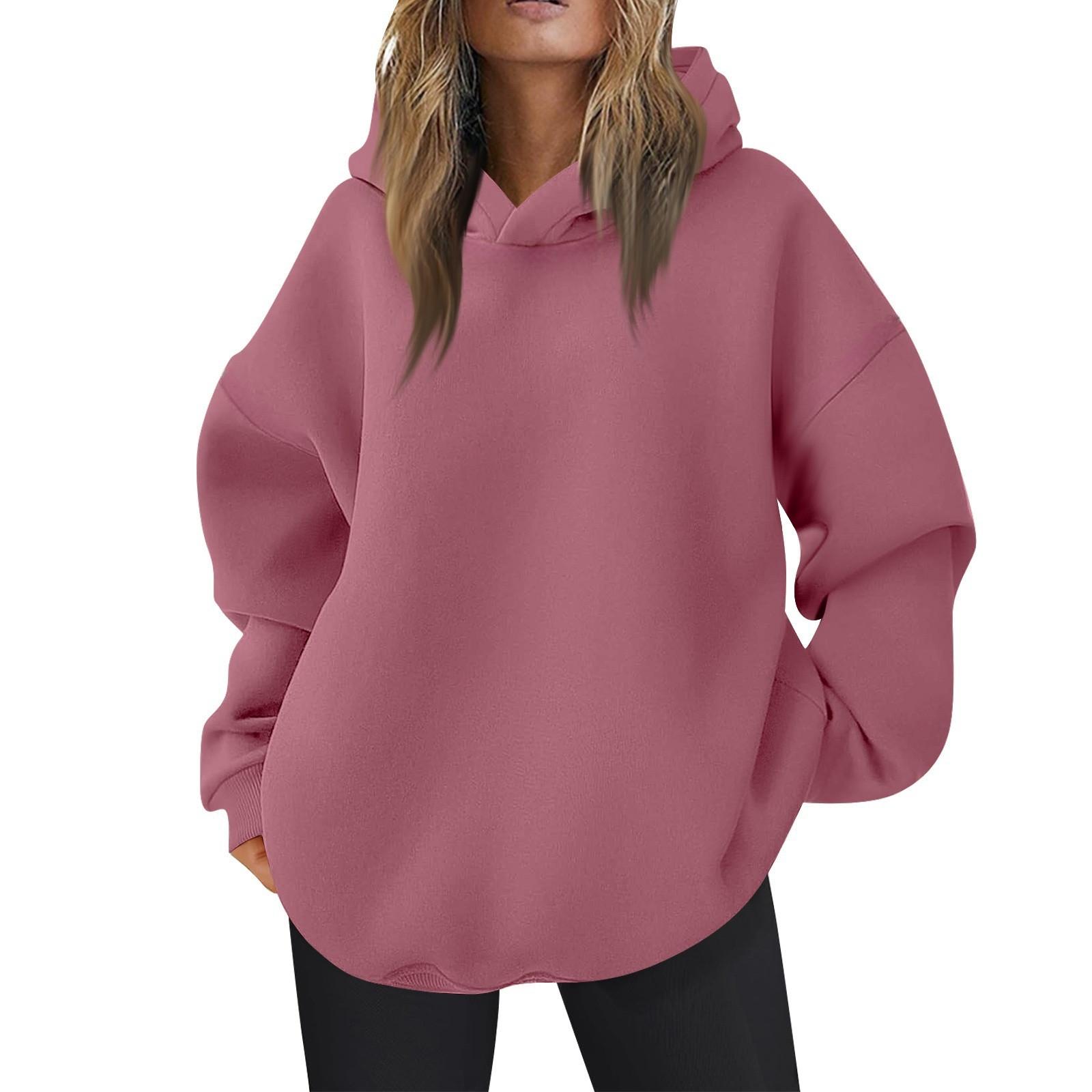 Damen Oversized Kapuzenpullover Lässige Bequeme Oberteile Herbstmode Outfits Niedliche Kleidung mit Taschen XL von Joom DACH
