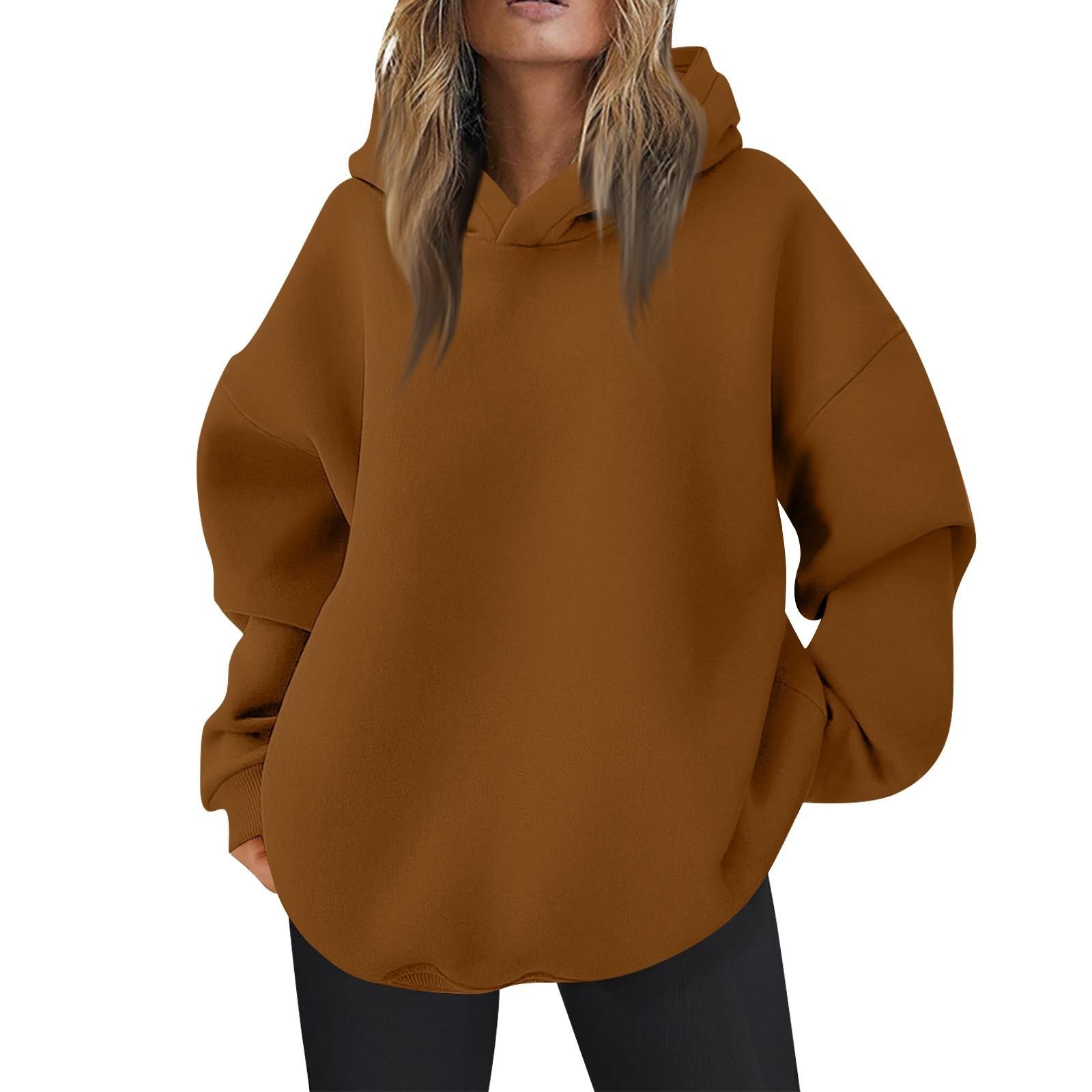 Damen Oversized Kapuzenpullover Lässige Bequeme Oberteile Herbstmode Outfits Niedliche Kleidung mit Taschen XL von Joom DACH