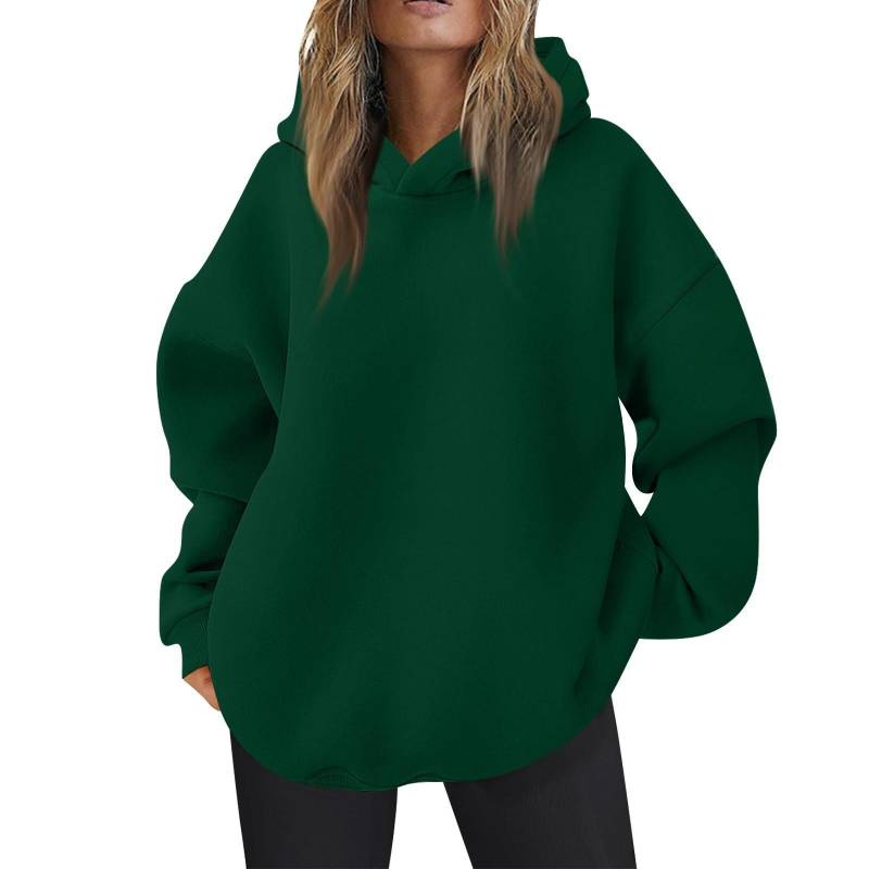 Damen Oversized Kapuzenpullover Lässige Bequeme Oberteile Herbstmode Outfits Niedliche Kleidung mit Taschen XXL armee grüne von Joom DACH