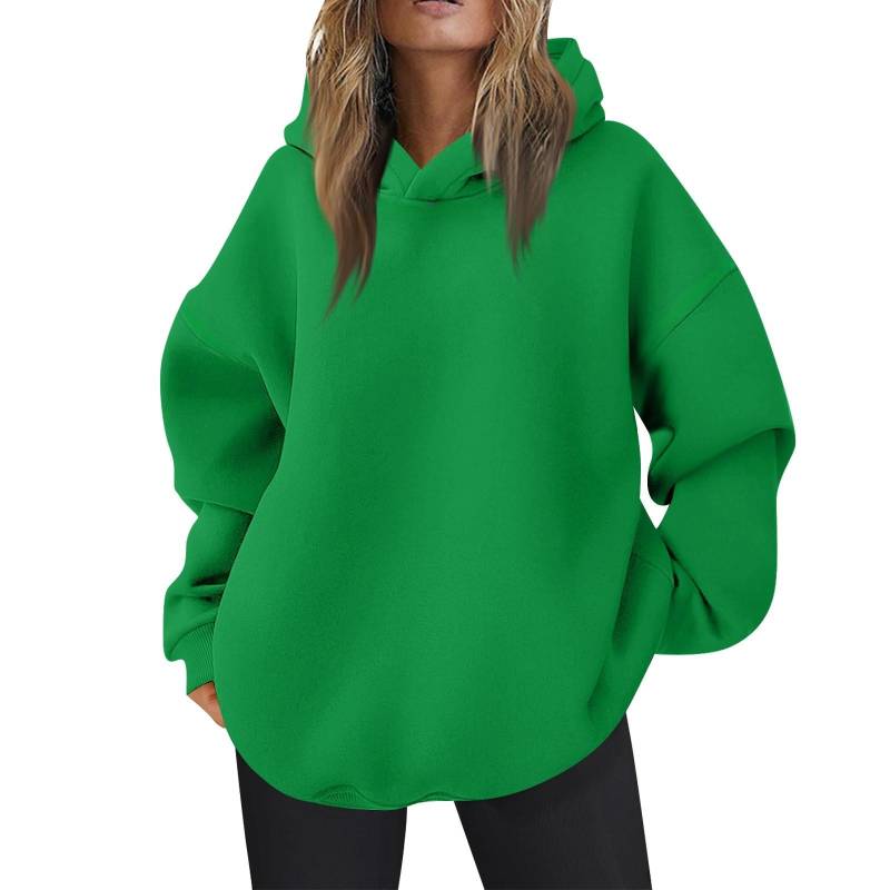 Damen Oversized Kapuzenpullover Lässige Bequeme Oberteile Herbstmode Outfits Niedliche Kleidung mit Taschen XXL grün von Joom DACH